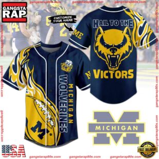 NCAA Michigan Wolverines Football Mascot Ready To Fight Custom Baseball Jersey