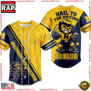 NCAA Michigan Wolverines Hail To the Victors Baseball Jersey