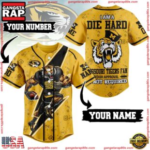 NCAA Missouri Tigers I A Am Die Hard Baseball Jersey