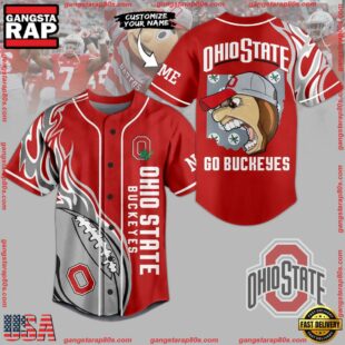 NCAA Ohio State Buckeyes Mascot Crazy Baseball Jersey