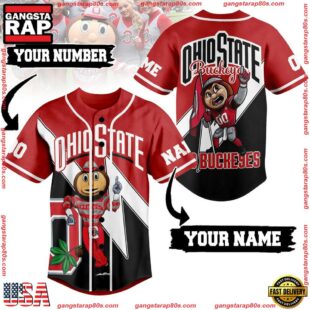 NCAA Ohio State Buckeyes Mascot Go Buckeyes Baseball Jersey