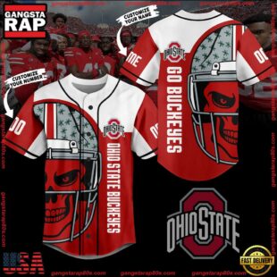 NCAA Ohio State Buckeyes Skull Helmet Baseball Jersey