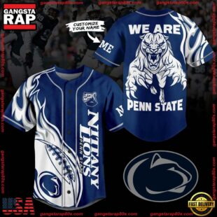 NCAA Penn State Nittany Lions Football Mascot Ready To Fight Custom Baseball Jersey