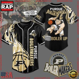 NCAA Purdue Boilermakers Football Mascot Ready To Fight Custom Baseball Jersey