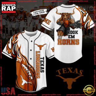 NCAA Texans Longhorns Hook'em Horns Baseball Jersey