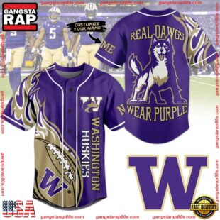 NCAA Washington Huskies Real Dawgs Wear Purple Baseball Jersey