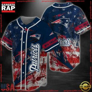 New England Patriots NFL America Flag Baseball Jersey Shirt