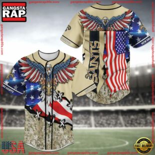 New Orleans Saints NFL American Eagle Baseball Jersey Shirt