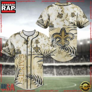 New Orleans Saints NFL Baseball Jersey Shirt Flower