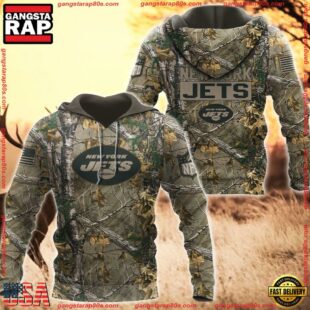 New York Jets Hunting Camo NFL 3D Hoodie Shirt