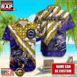 NFL Baltimore Ravens American Flag custom Hawaiian Shirts