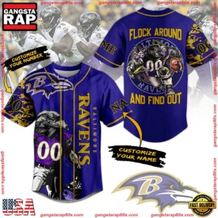 NFL Baltimore Ravens Flock Around And Find Out Custom Name Number Baseball Jersey