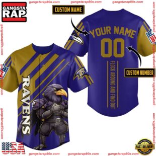 NFL Baltimore Ravens Mascot Flock Around And Find Out Custom Name Number Baseball Jersey