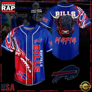 NFL Buffalo Bills Mascot Mafia Custom Name Baseball Jersey