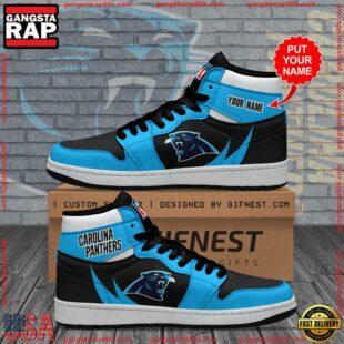 NFL Carolina Panthers Football Logo Team Air Jordan 1 Hightop Shoes Sneakers