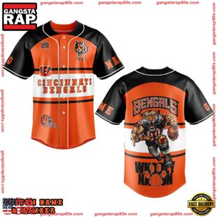 NFL Cincinnati Bengals Whodey Nation Custom Name Number Baseball Jersey