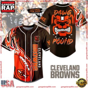 NFL Cleveland Browns Dawg Pound Custom Name Baseball Jersey