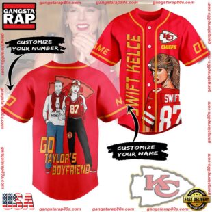 NFL Custom Name Number Kansas City Chiefs Go Taylor's Boyfriend Baseball Jersey