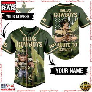 NFL Dallas Cowboys Salute To Service Custom Name Number Baseball Jersey