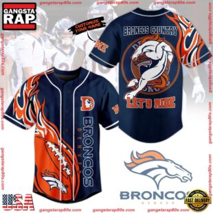 NFL Denver Broncos Country Let's Ride Custom Name Baseball Jersey