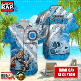 NFL Detroit Lions American Flag custom Hawaiian Shirts