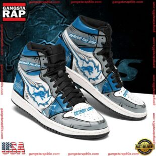 NFL Detroit Lions Football Logo Team Air Jordan 1 Hightop Shoes Sneakers