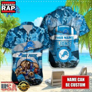 NFL Detroit Lions Mascot Football Hawaiian Shirt