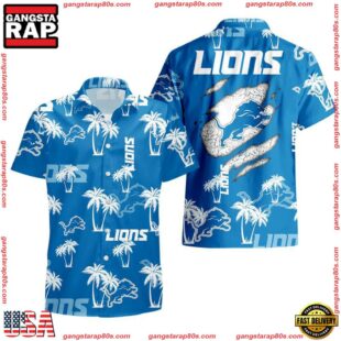 NFL Detroit Lions Palm Tree Pattern Hawaii Shirt Gift For Fans