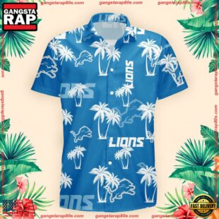 NFL Detroit Lions Palm Tree Pattern Hawaii Shirt Gift For Fans