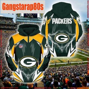 NFL Green Bay Packers Lightning All Over Print Unisex Hoodie