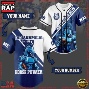 NFL Indianapolis Colts horse Power Custom Name Number Baseball Jersey