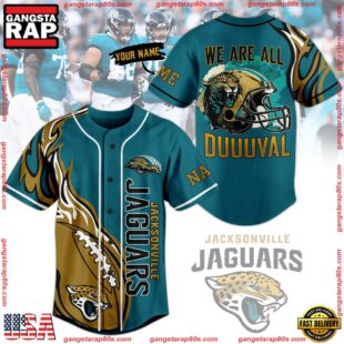 NFL Jacksonville Jaguars We Are All Duuuval Custom Name Baseball Jersey