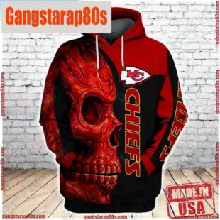 NFL Kansas City Chiefs Red Tribal Skull All Over Print Graphic Unisex Hoodies