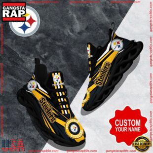 NFL Max Soul Shoes, Pittsburgh Steelers Clunky Shoes Custom Custom Name Football