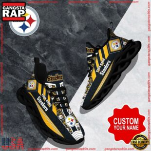 NFL Max Soul Shoes, Pittsburgh Steelers Clunky Shoes Logo Custom Name Nfl