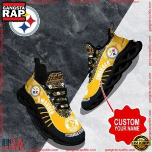 NFL Max Soul Shoes, Pittsburgh Steelers Clunky Shoes Sport Custom Name Football