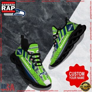 NFL Max Soul Shoes, Seattle Seahawks Clunky Shoes Logo Custom Name Nfl