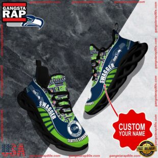 NFL Max Soul Shoes, Seattle Seahawks Clunky Shoes Sport Custom Name Football