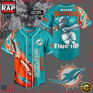 NFL Miami Dolphins Mascot Finds Up Custom Name Baseball Jersey