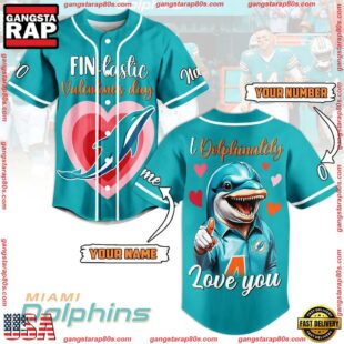 NFL Miami Dolphins Valentines Day Custom Name Number Baseball Jersey