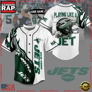 NFL New York Jets Playing Like A Jet Custom Name Baseball Jersey