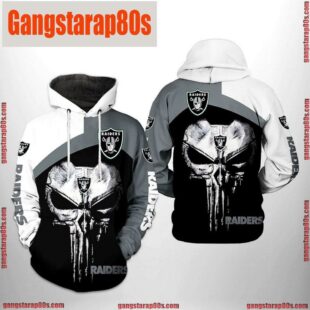 NFL Oakland Raiders Skull Punisher Team All Over Print Unisex Hoodie