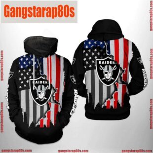 NFL Oakland Raiders US Flag Team All Over Print Unisex Hoodie