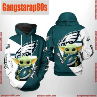 NFL Philadelphia Eagles Baby Yoda Team All Over Print Unisex Hoodie