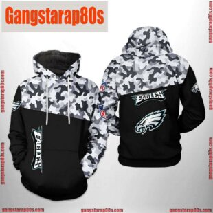 NFL Philadelphia Eagles Camo Veteran Team All Over Print Unisex Hoodie