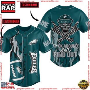 NFL Philadelphia Eagles Fxck Around And Find Out Custom Name Number Baseball Jersey