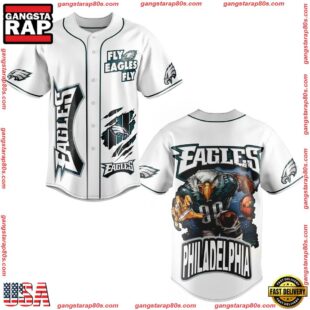 NFL Philadelphia Eagles Mascot Warrior Fly Eagles Fly Baseball Jersey