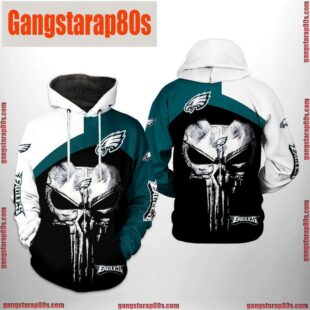 NFL Philadelphia Eagles Skull Punisher Team All Over Print Unisex Hoodie