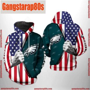 NFL Philadelphia Eagles US Flag Team All Over Print Unisex Hoodie