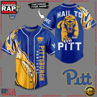 NFL Pittsburgh Panthers Hail To Pitt Custom Name Baseball Jersey